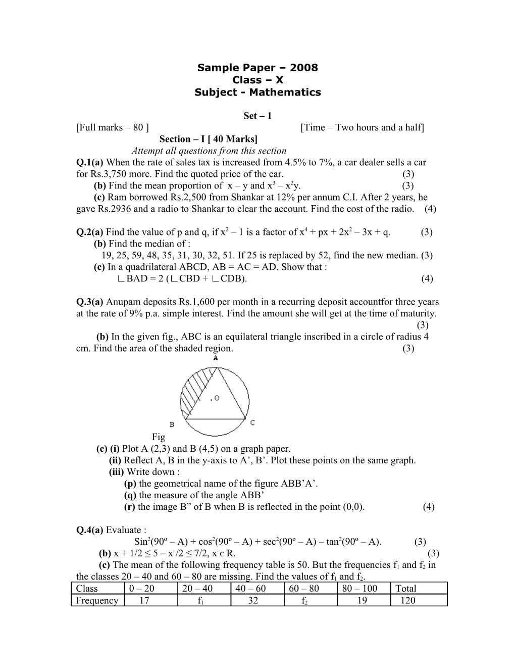 Subject - Mathematics