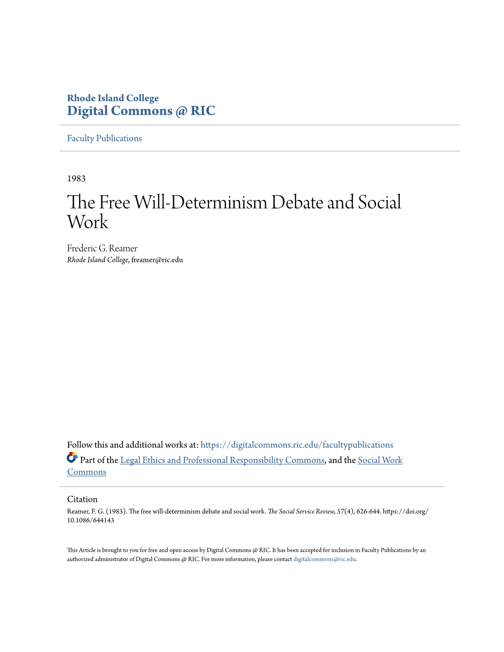 The Free Will-Determinism Debate and Social Work