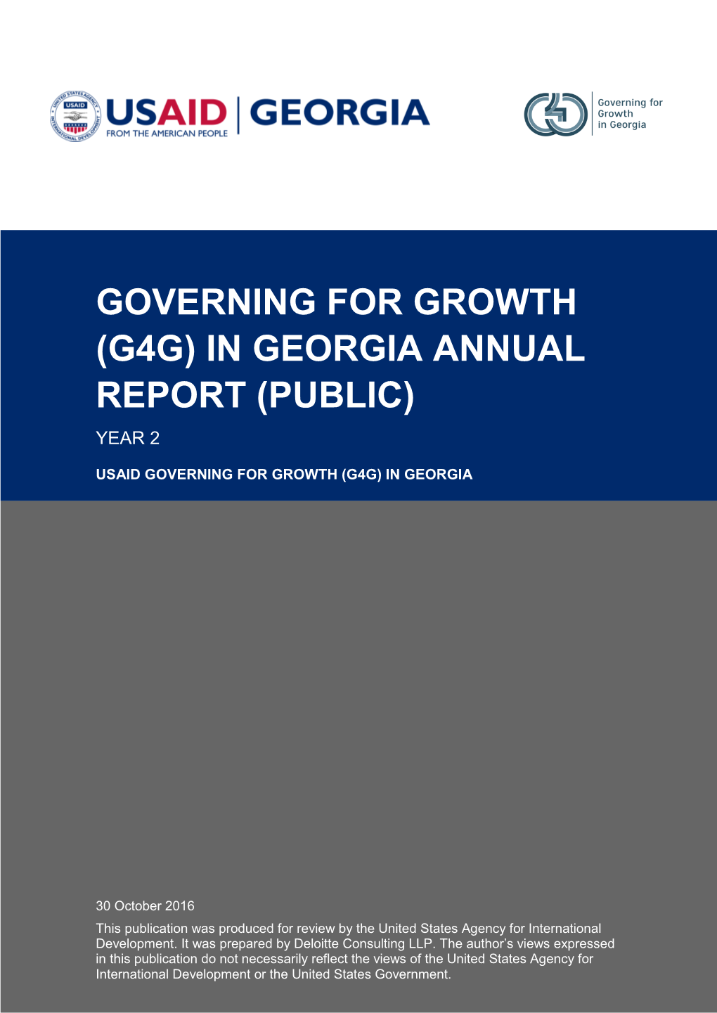 Governing for Growth (G4g) in Georgia Annual Report (Public) Year 2