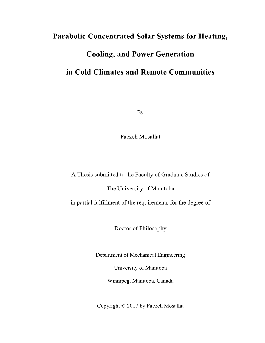 Parabolic Concentrated Solar Systems for Heating, Cooling, And