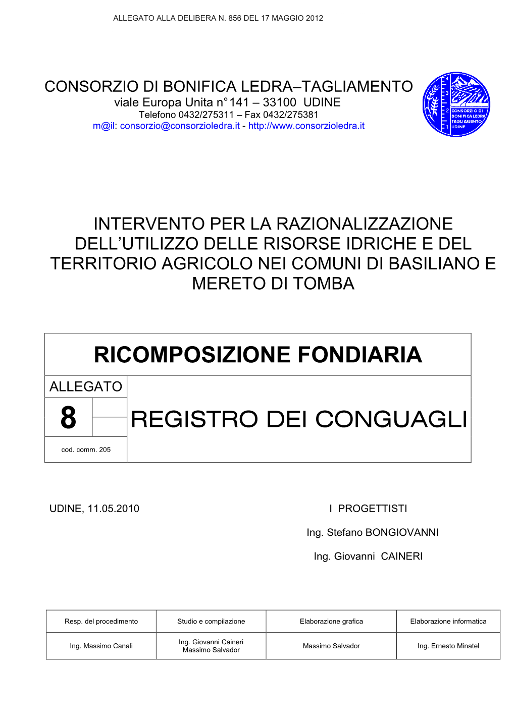 Ricomposizione Fondiaria Registro Dei Conguagli