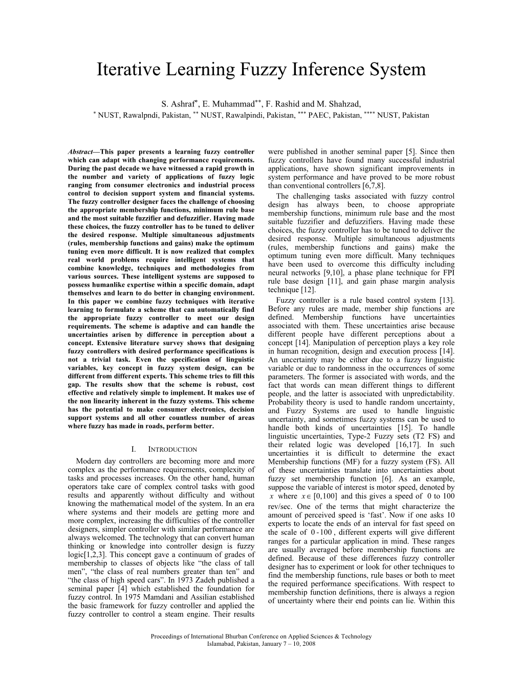 Iterative Learning Fuzzy Inference System