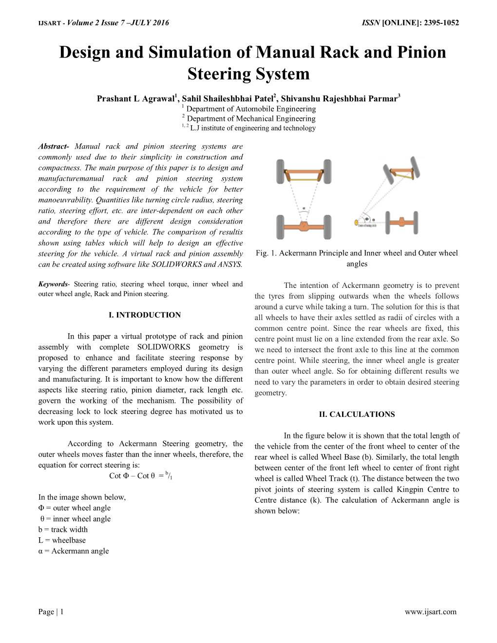 Design and Simulation of Manual Rack and Pinion Steering System