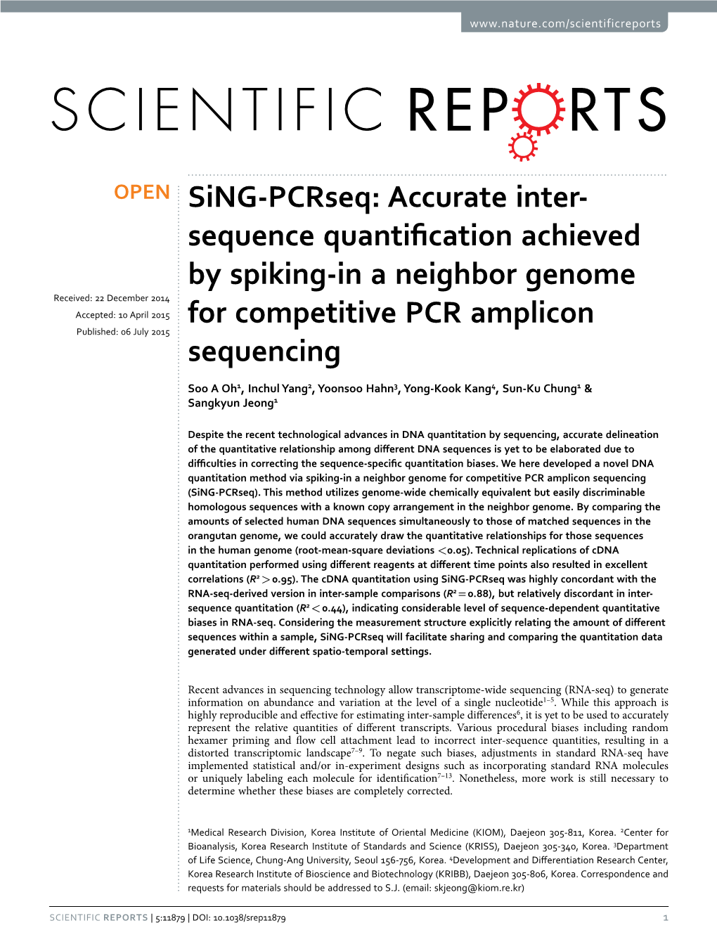 Accurate Inter-Sequence Quantification Achieved by Spiking-In a Neighbor Genome for Competitive PCR Amplicon Sequencing