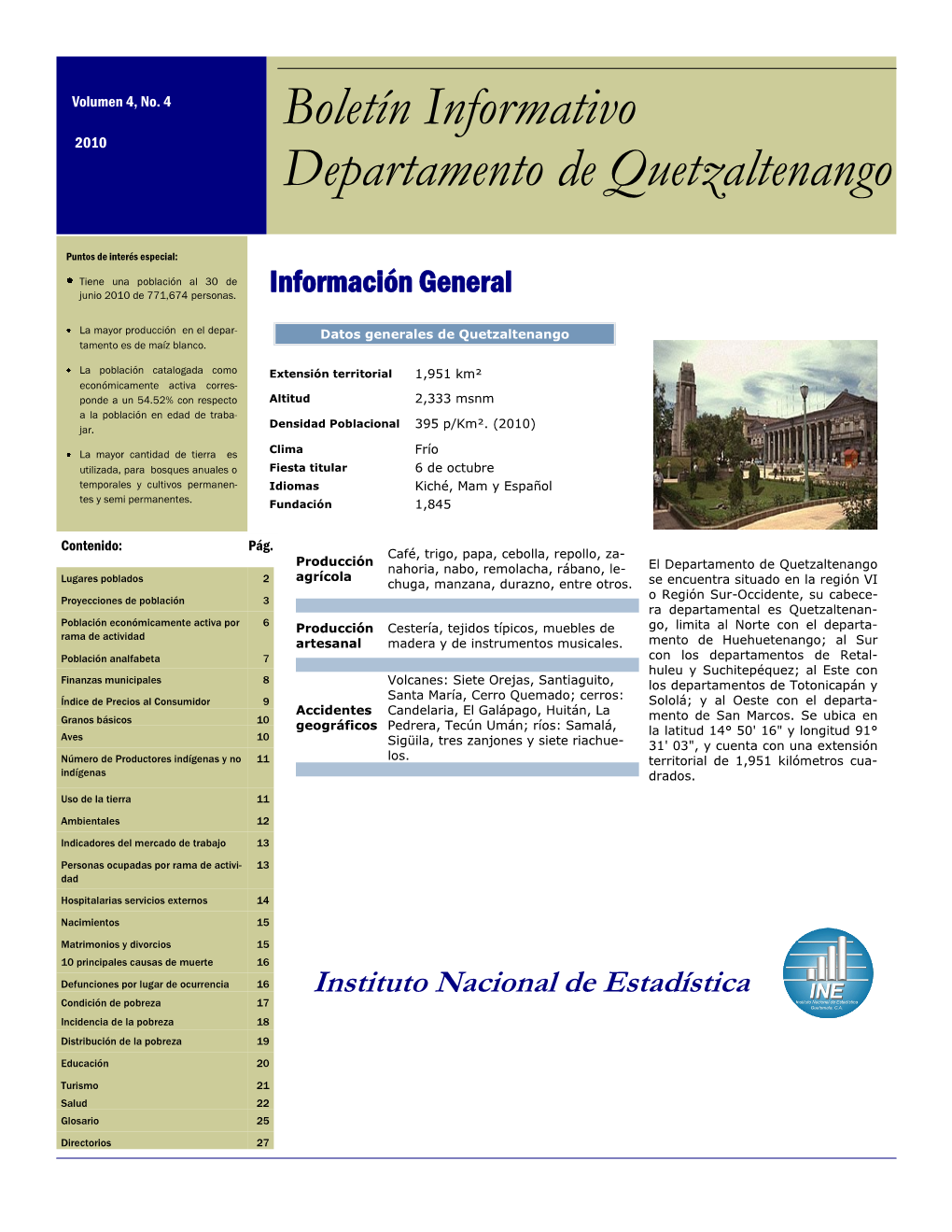 Boletín Informativo Departamento De Quetzaltenango