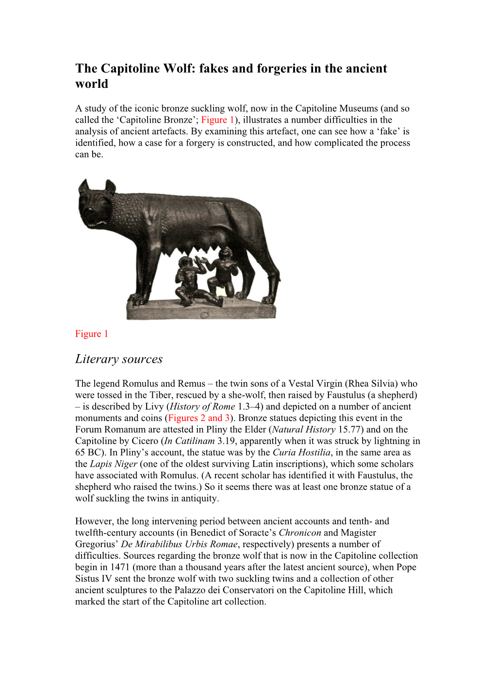 The Capitoline Wolf: Fakes and Forgeries in the Ancient World