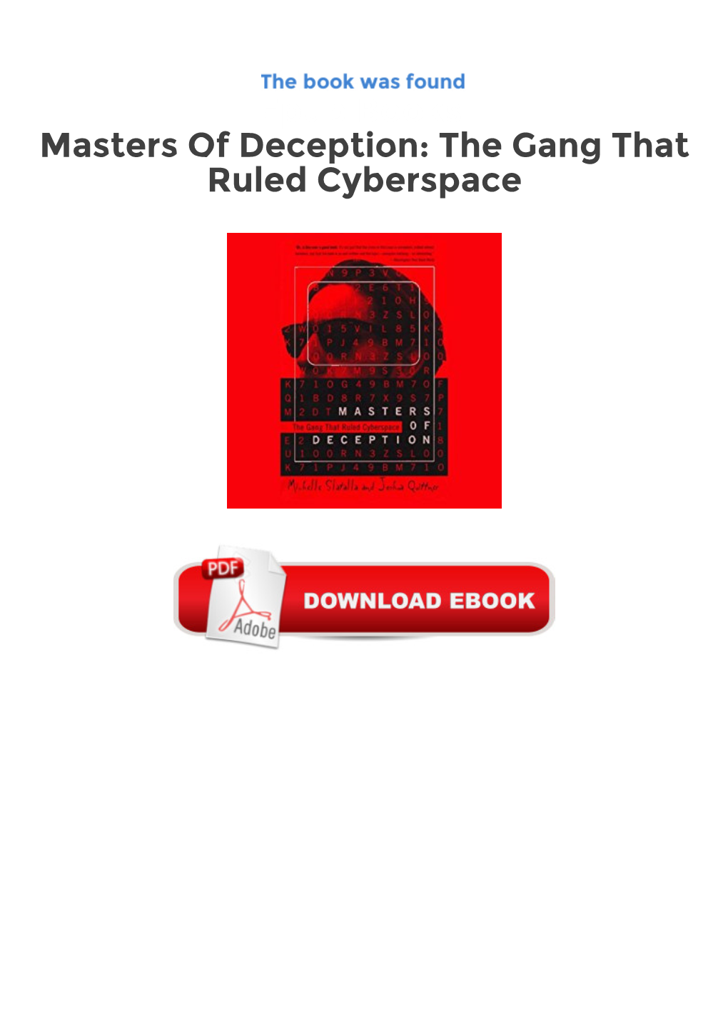 Epub Books Masters of Deception: the Gang That Ruled Cyberspace