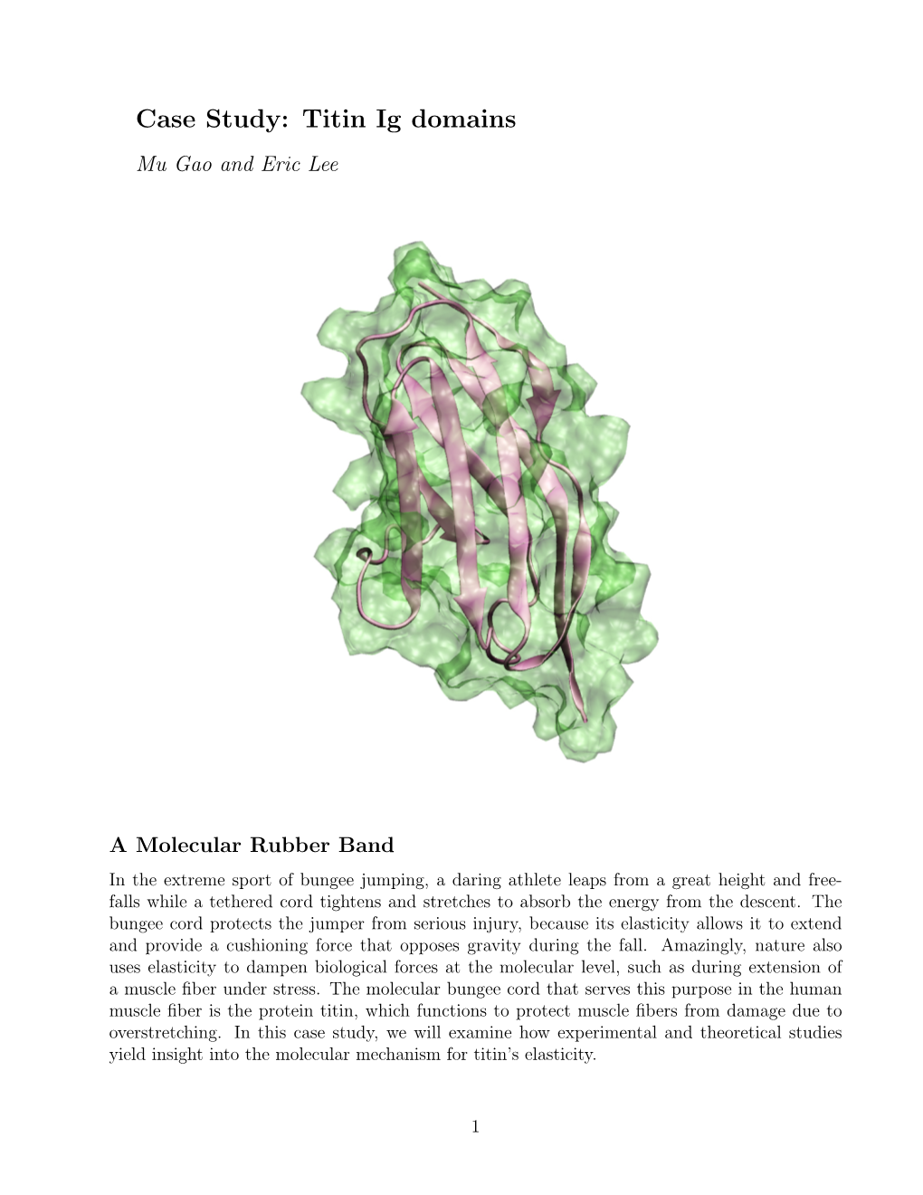 Case Study: Titin Ig Domains Mu Gao and Eric Lee