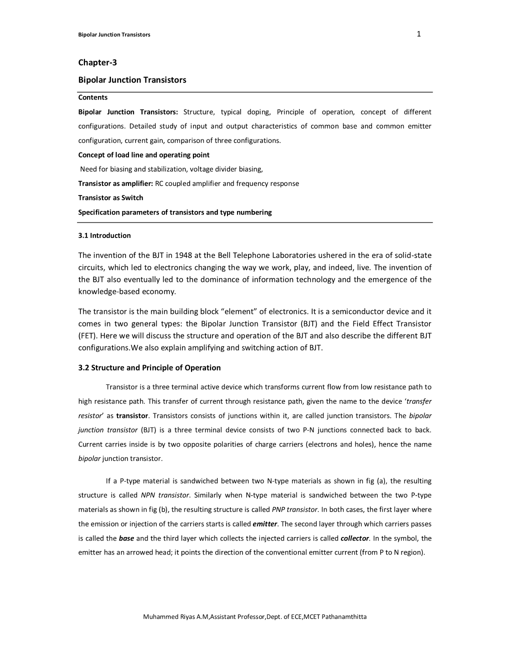 Chapter-3 Bipolar Junction Transistors