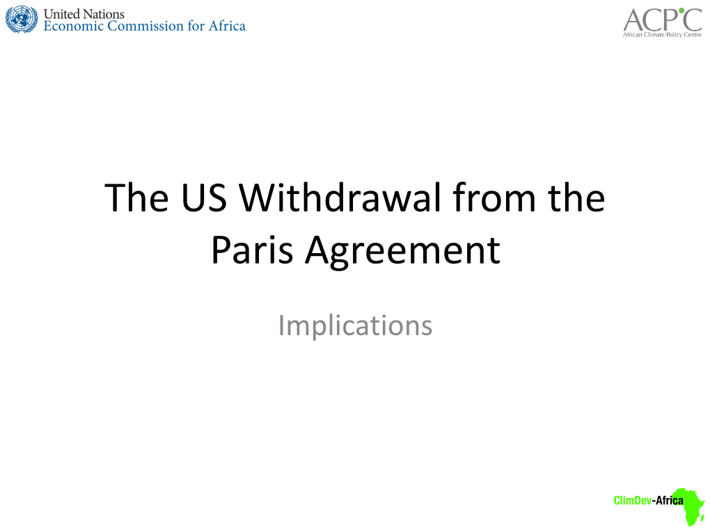 The US Withdrawal from the Paris Agreement