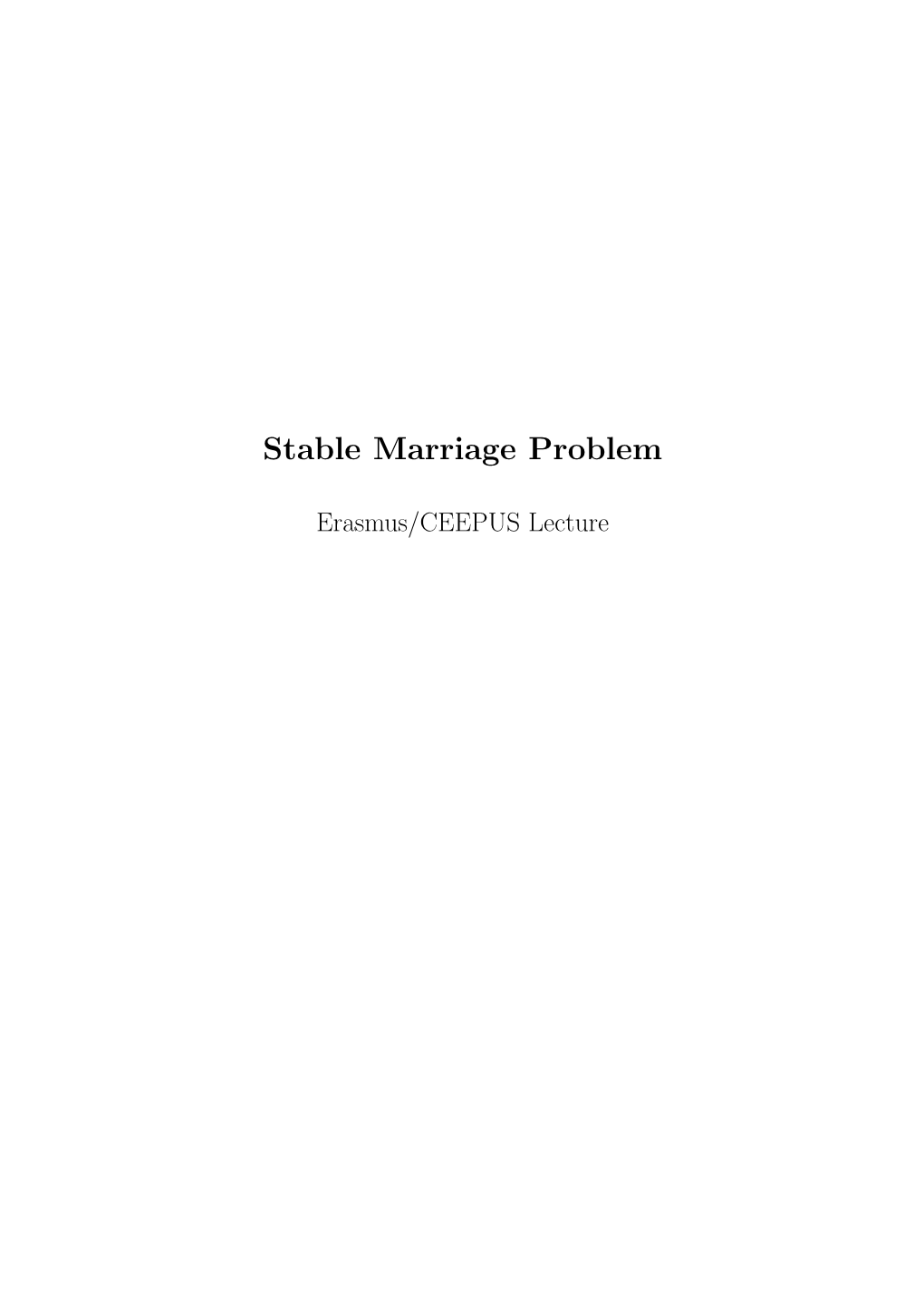 Stable Marriage Problem