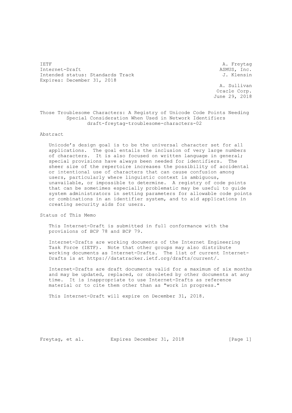 IETF A. Freytag Internet-Draft ASMUS, Inc. Intended Status: Standards Track J