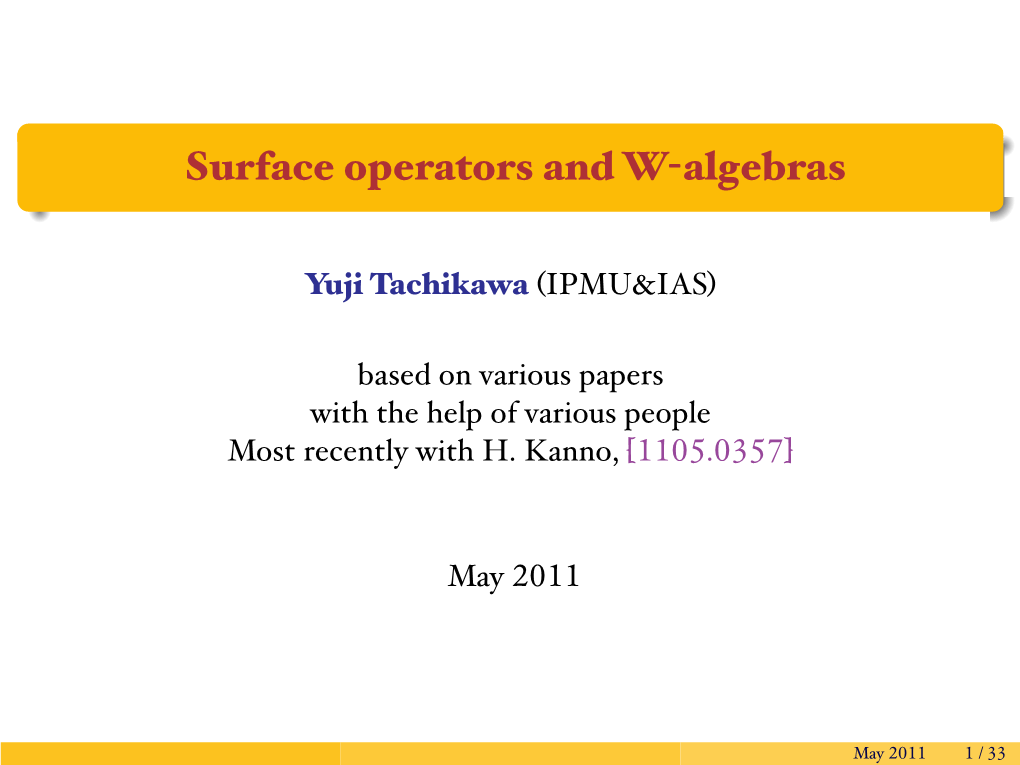 Surface Operators and W-Algebras