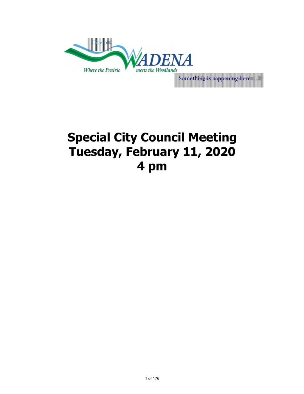 Special City Council Meeting Tuesday, February 11, 2020 4 Pm