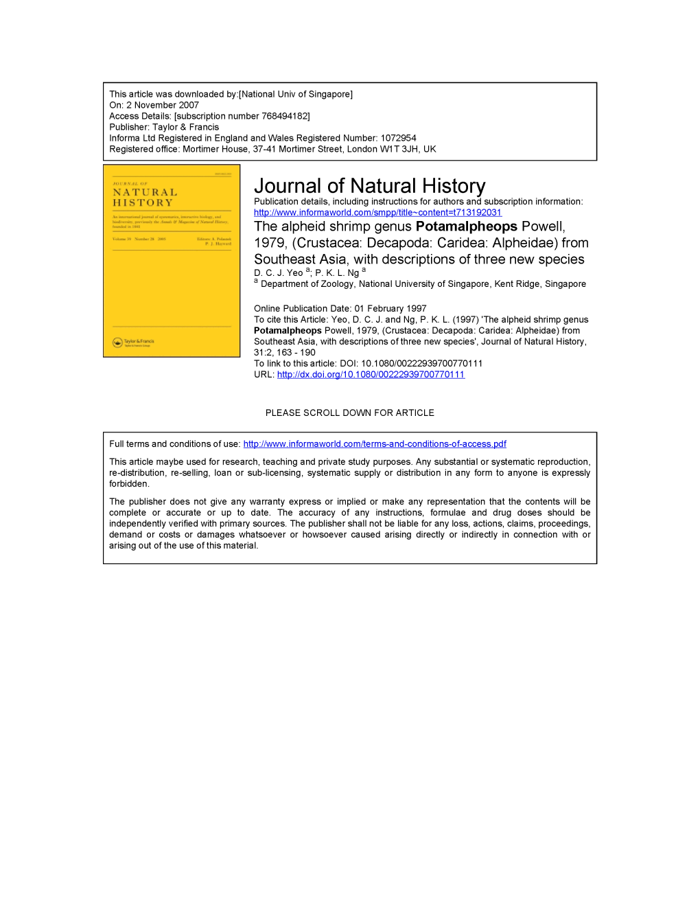 Journal of Natural History