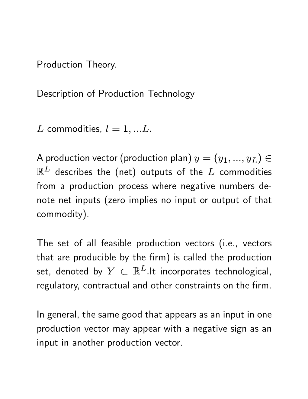 (Production Plan) Y