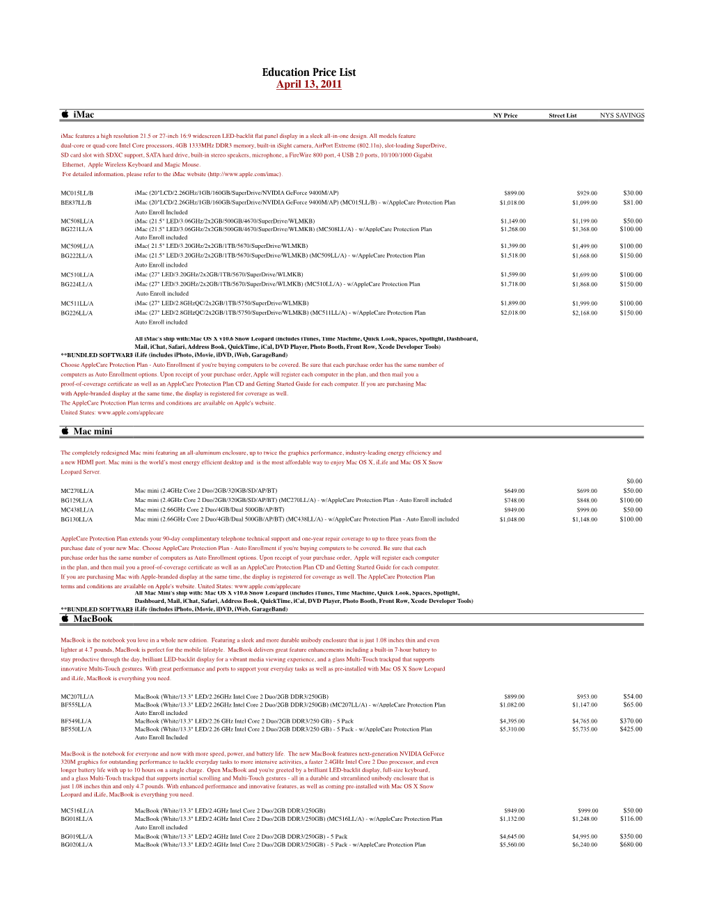 Apple Price List 4-13-11.Xlsx