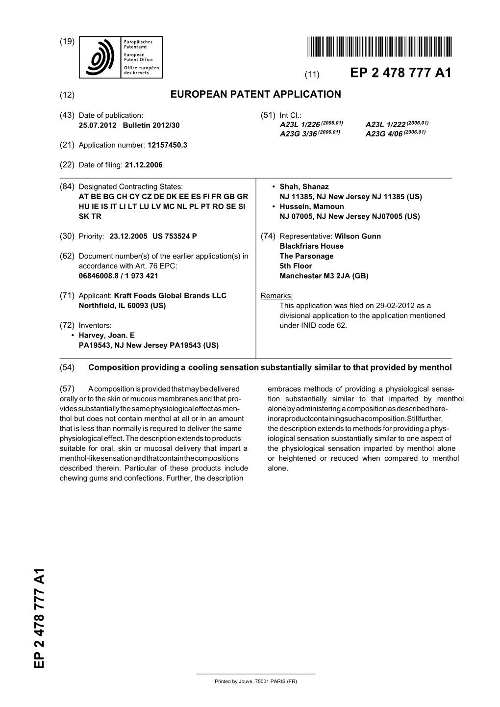 Composition Providing a Cooling Sensation Substantially Similar to That Provided by Menthol