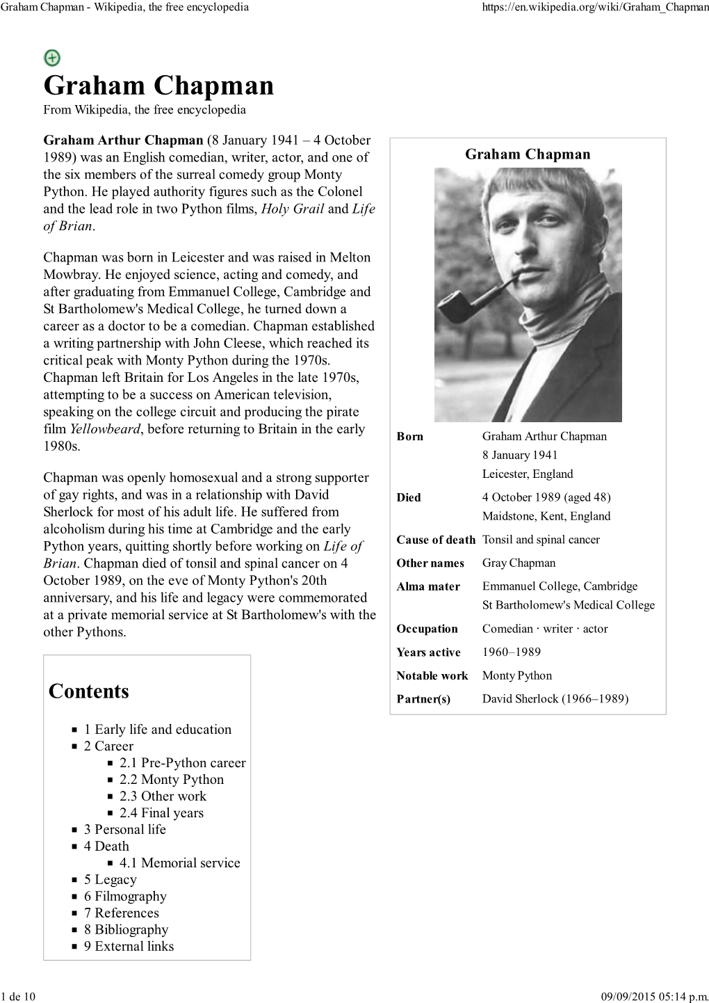 Graham Chapman - Wikipedia, the Free Encyclopedia