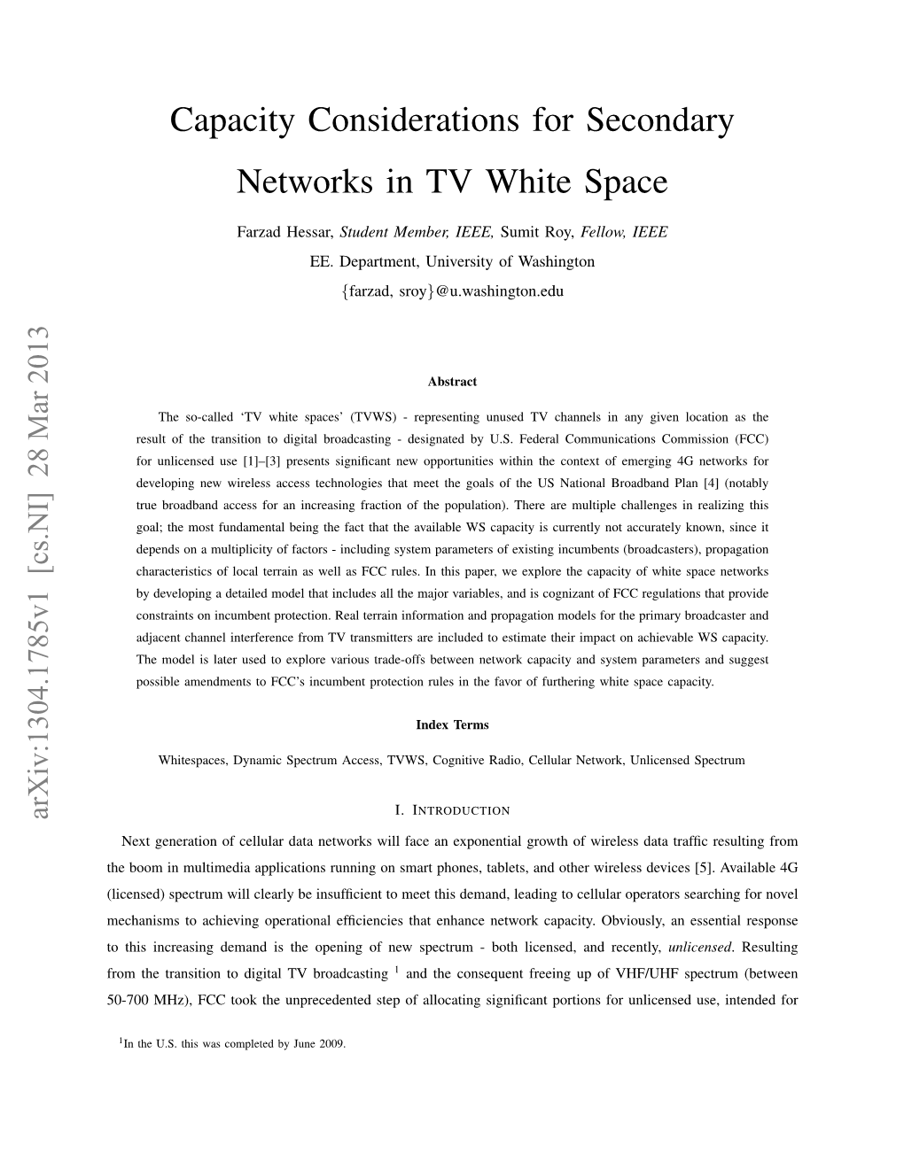 Capacity Considerations for Secondary Networks in TV White Space