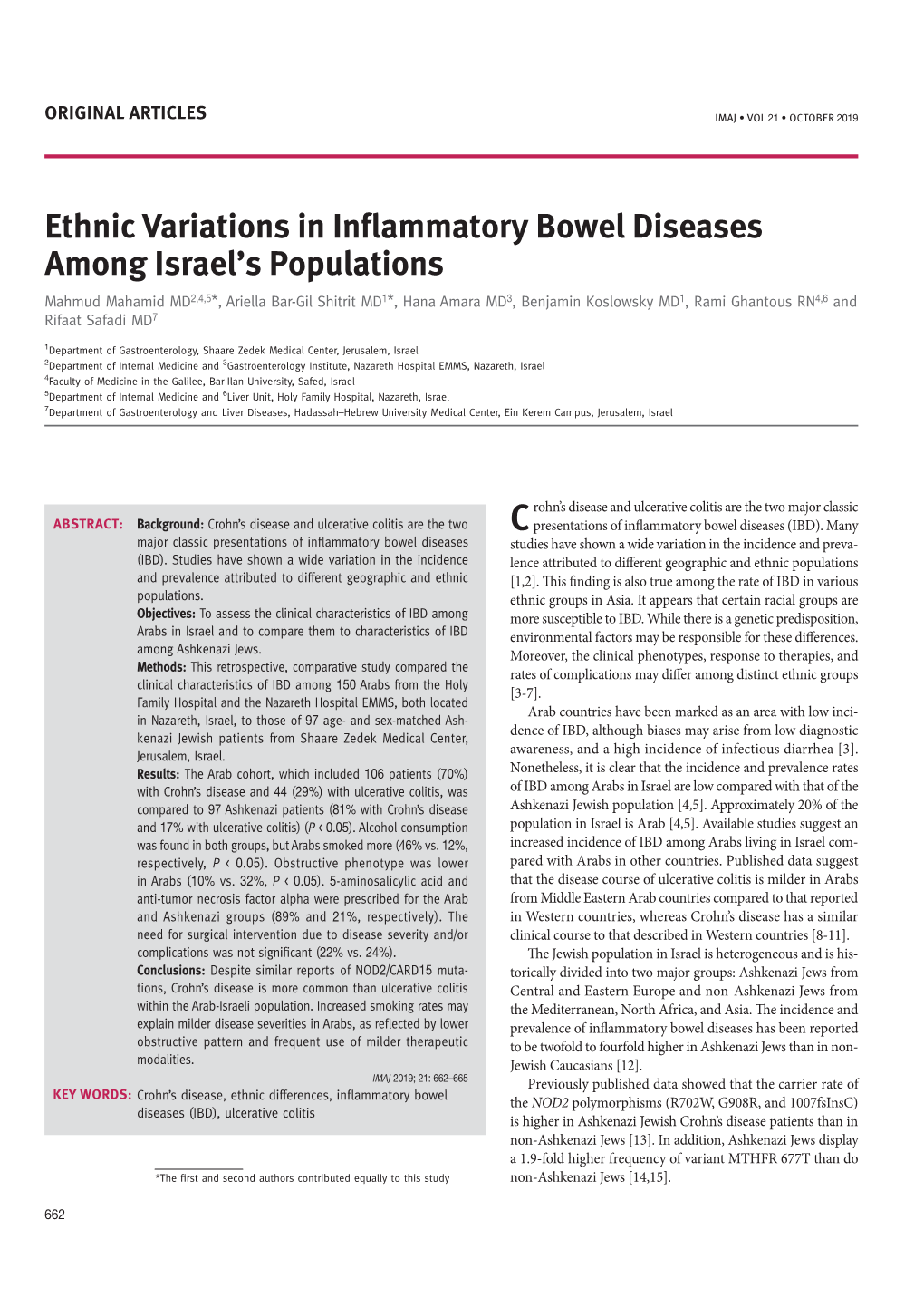 Ethnic Variations in Inflammatory Bowel Diseases Among Israel's