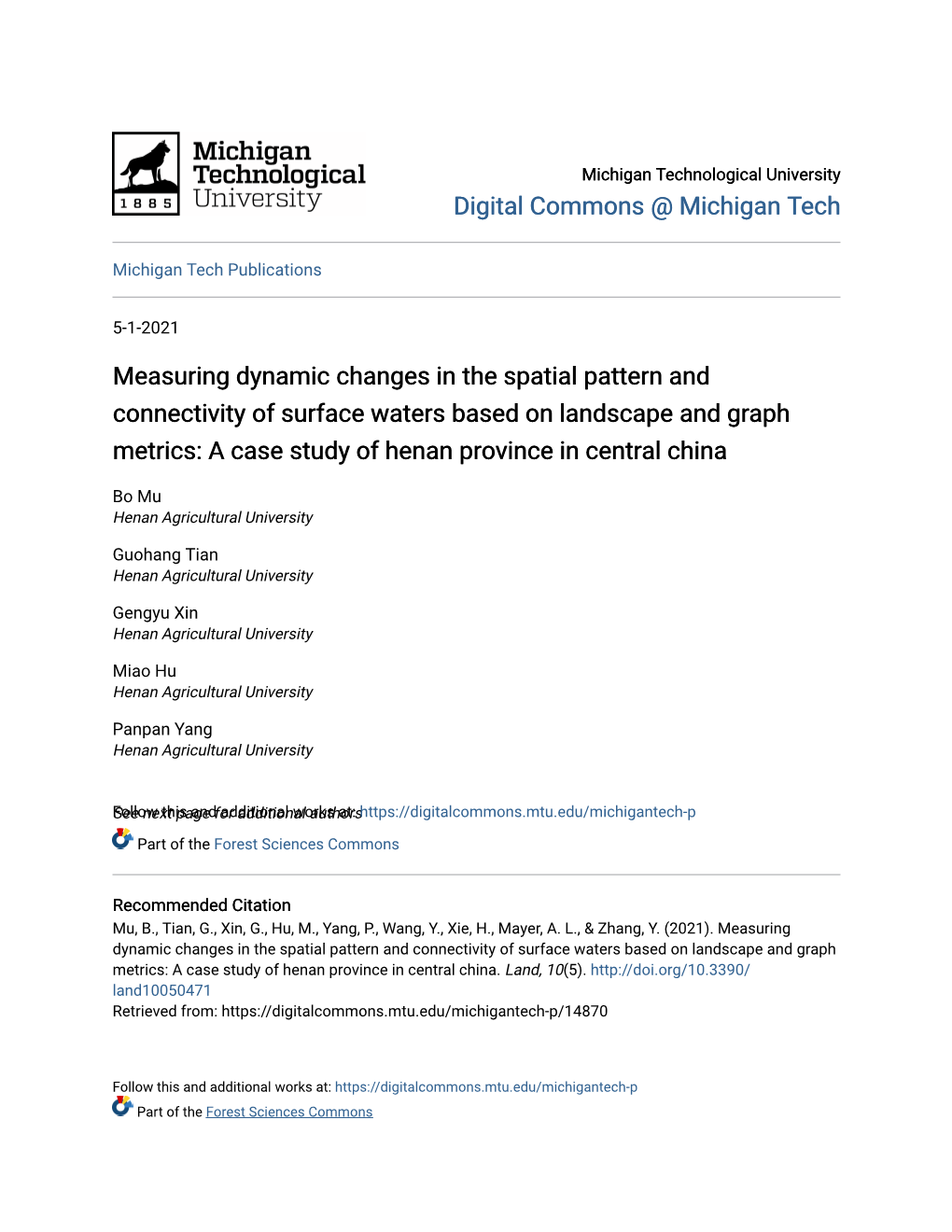 Measuring Dynamic Changes in the Spatial Pattern and Connectivity Of