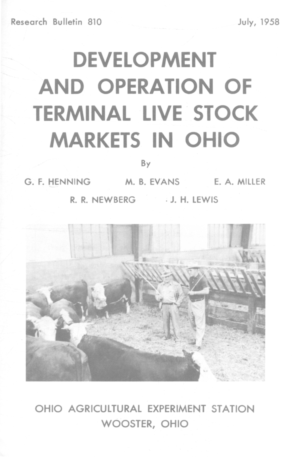 DEVELOPMENT and OPERATION of TERMINAL LIVE . STOCK MARKETS in OHIO By
