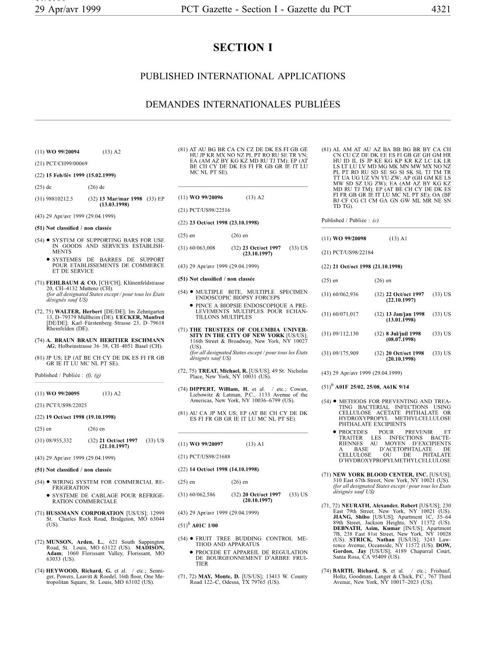 PCT Gazette, Weekly Issue No. 17, 1999