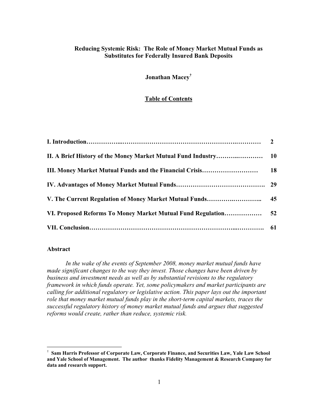 Reducing Systemic Risk: the Role of Money Market Mutual Funds As Substitutes for Federally Insured Bank Deposits