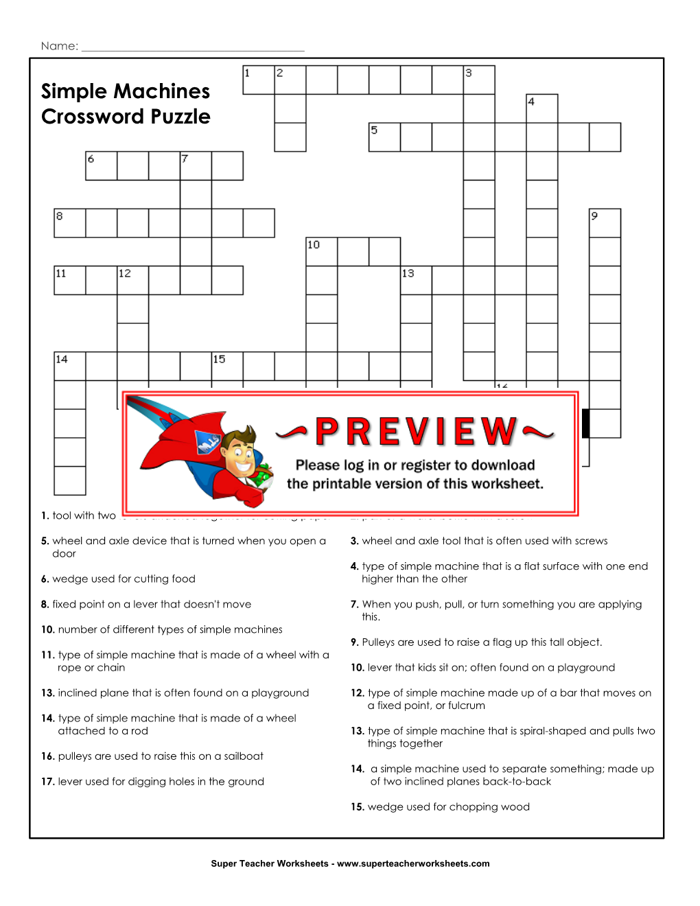 Simple Machines: Crossword Puzzle