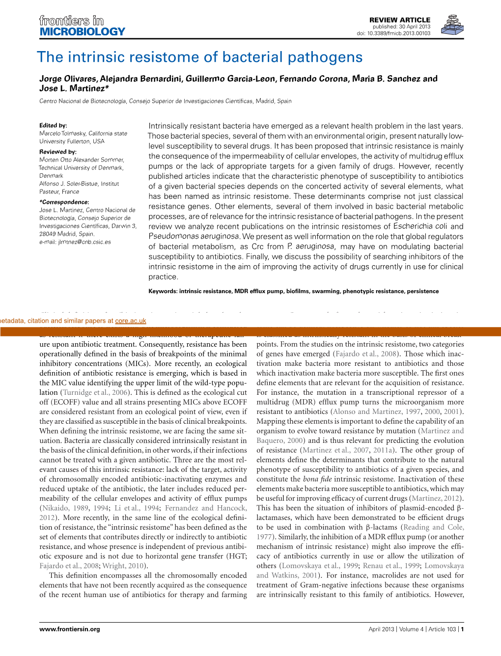 The Intrinsic Resistome of Bacterial Pathogens