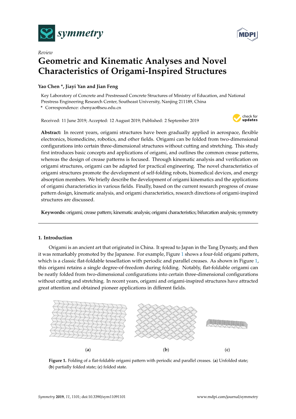 Geometric and Kinematic Analyses and Novel Characteristics of Origami-Inspired Structures