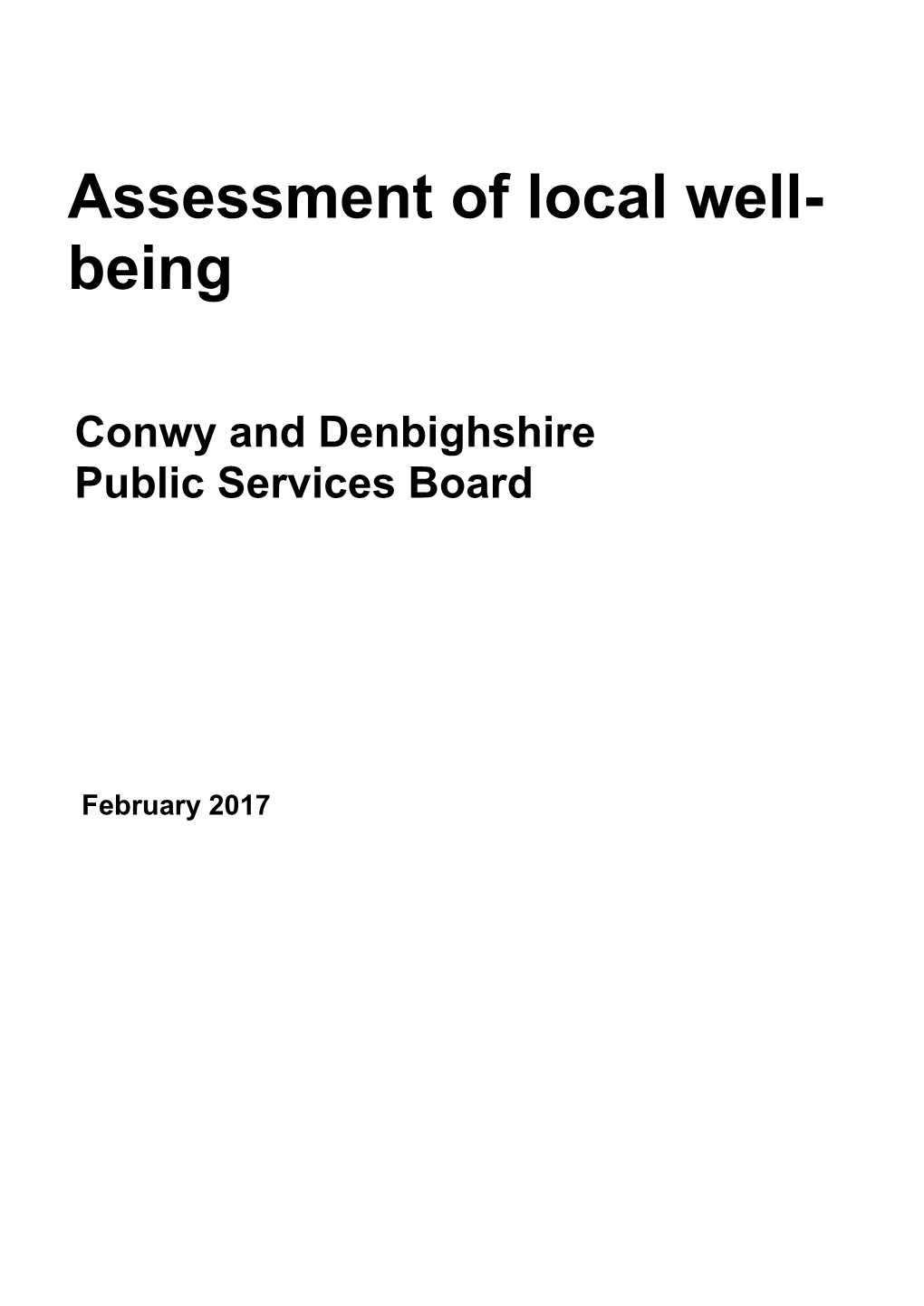 Assessment of Local Well- Being