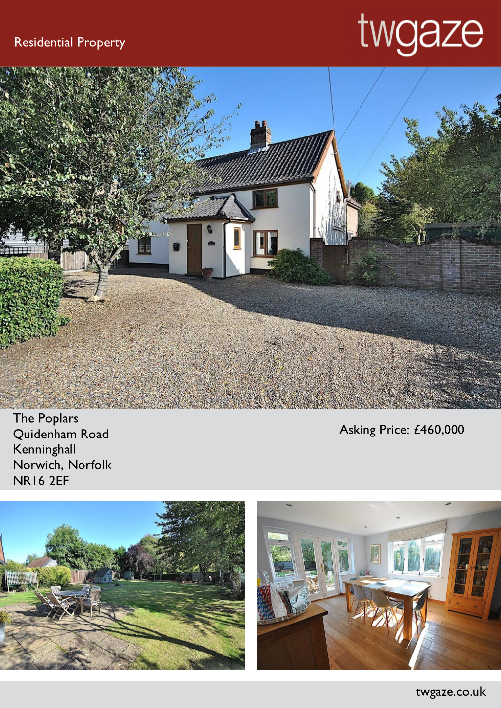 Residential Property the Poplars Quidenham Road Kenninghall Norwich, Norfolk NR16 2EF Asking Price