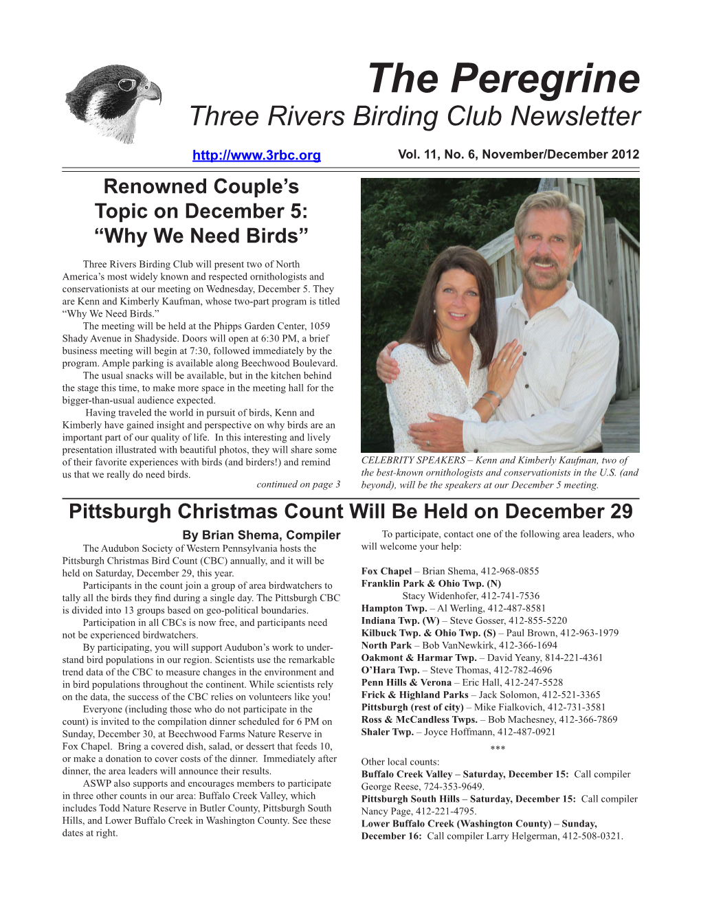 The Peregrine Three Rivers Birding Club Newsletter