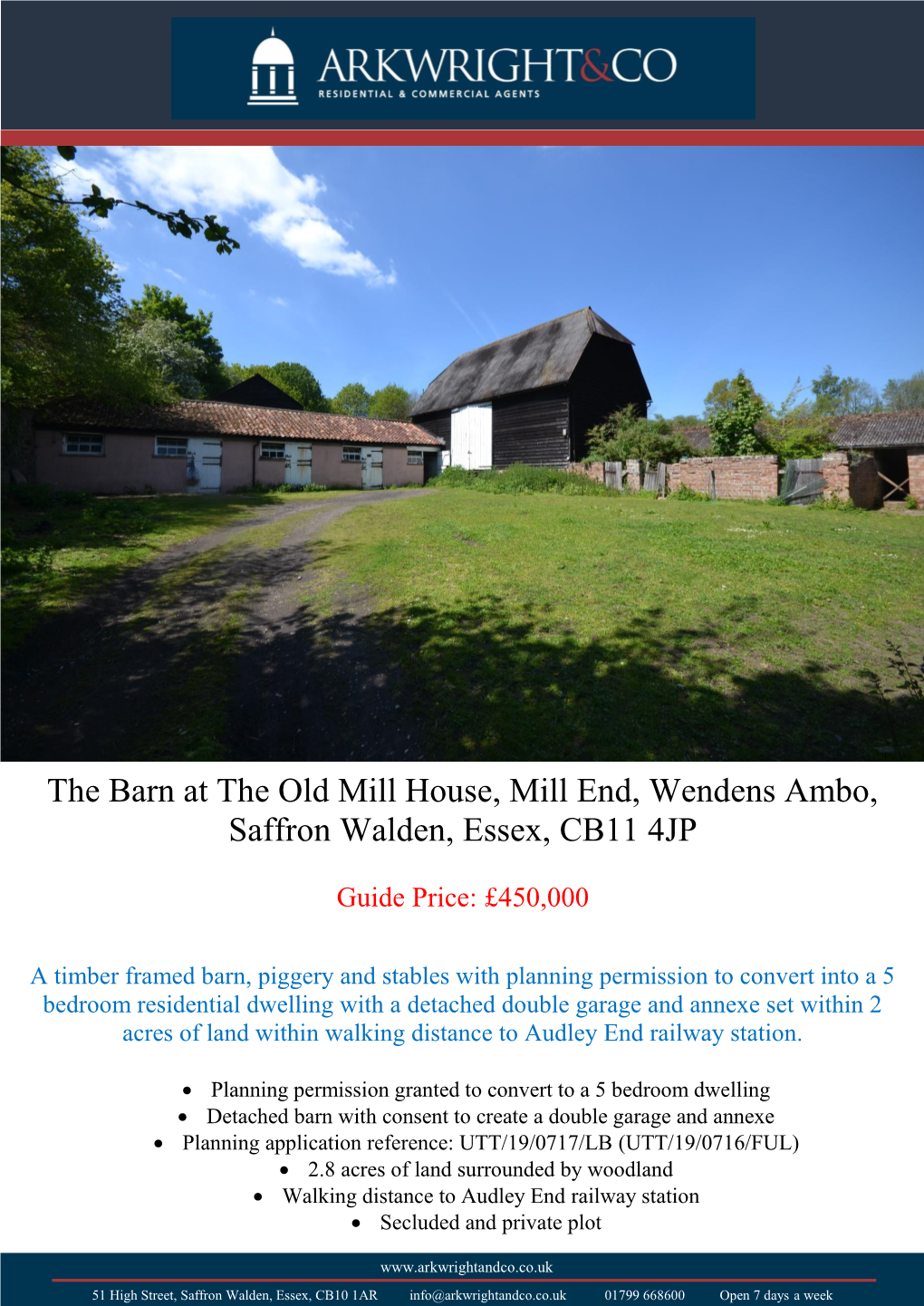 The Barn at the Old Mill House, Mill End, Wendens Ambo, Saffron Walden, Essex, CB11 4JP