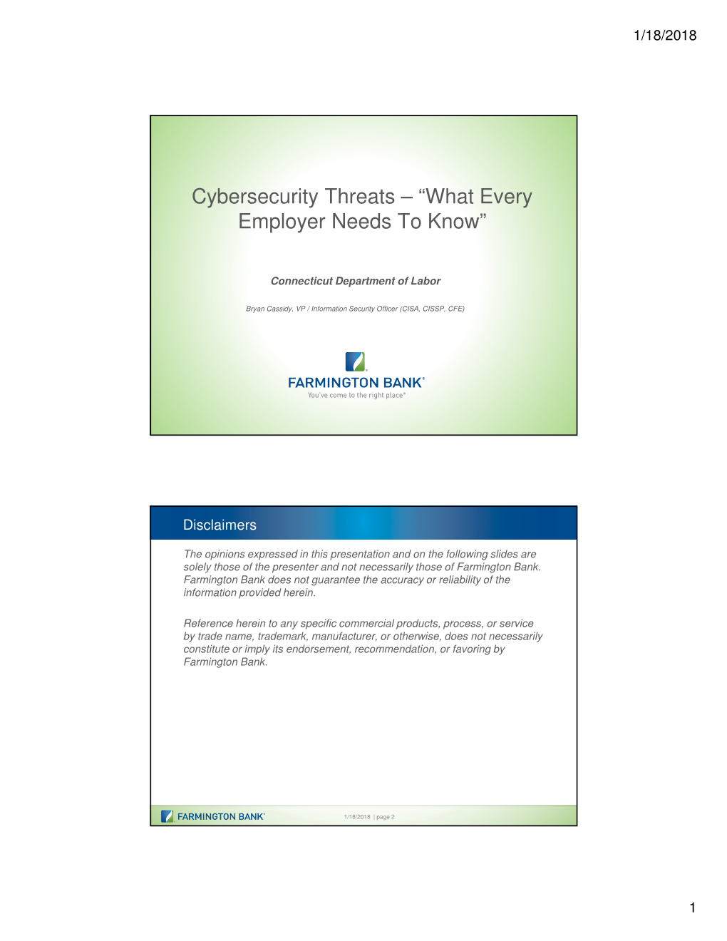 Cybersecurity Threats – “What Every Employer Needs to Know”