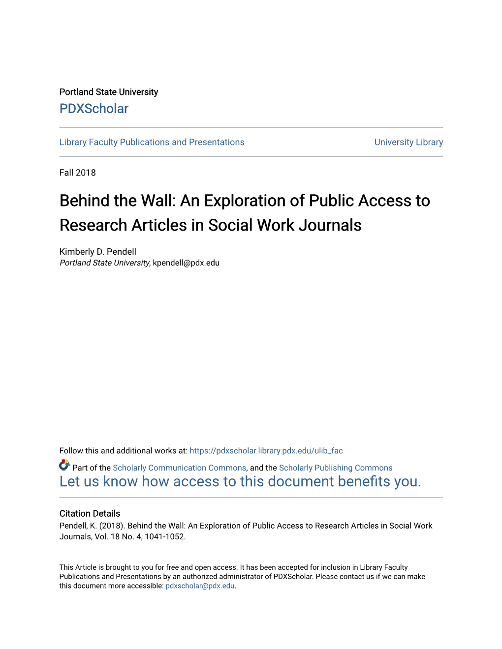 An Exploration of Public Access to Research Articles in Social Work Journals