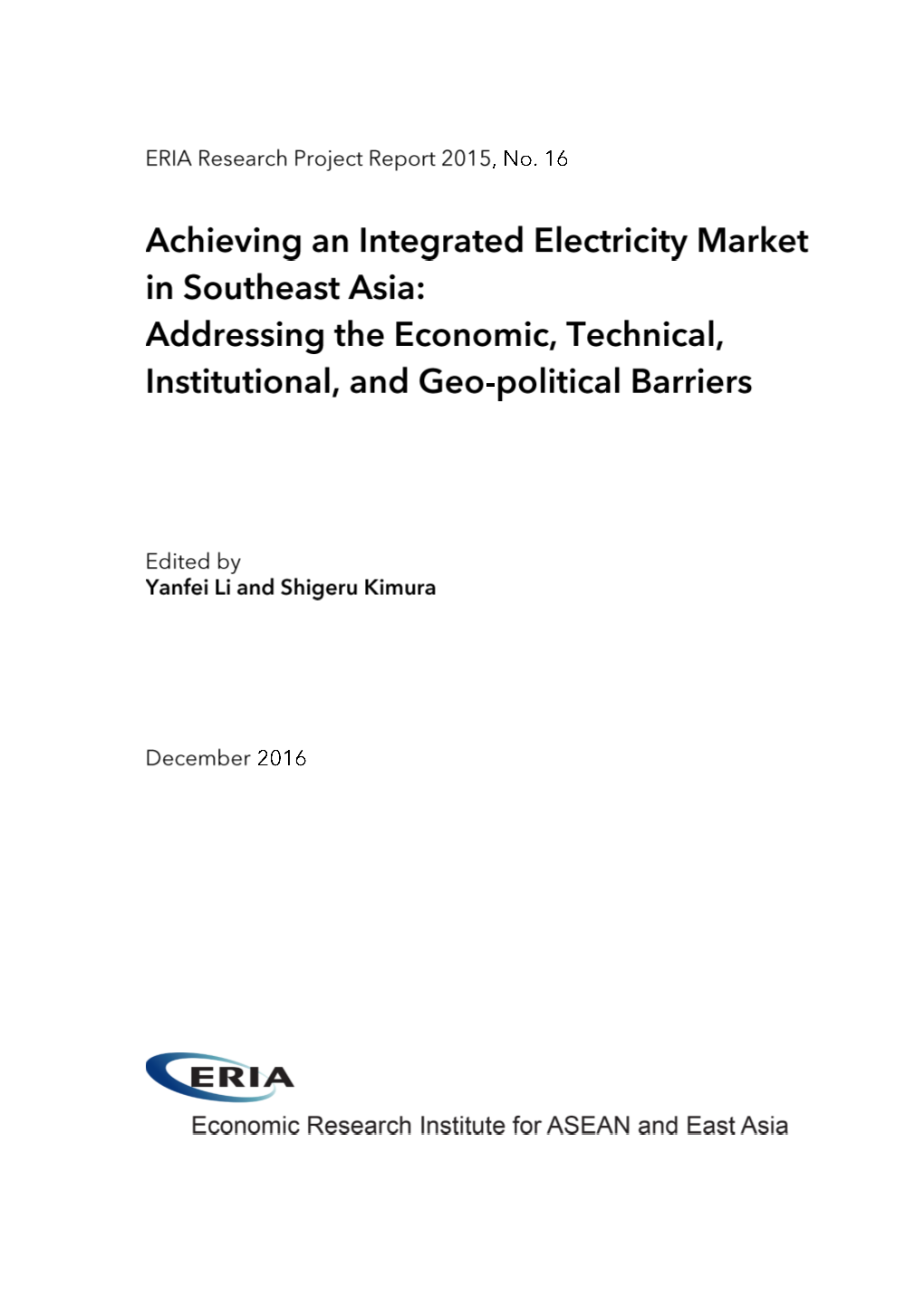 Achieving an Integrated Electricity Market in Southeast Asia
