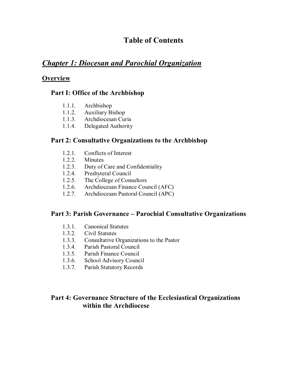 Chapter I: Offices and Ecclesiastical Structure