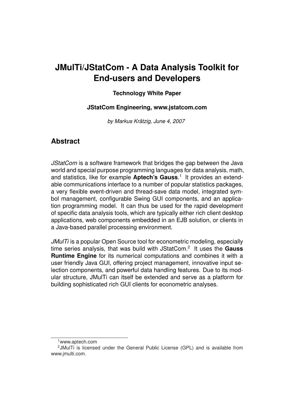 Jmulti/Jstatcom - a Data Analysis Toolkit for End-Users and Developers