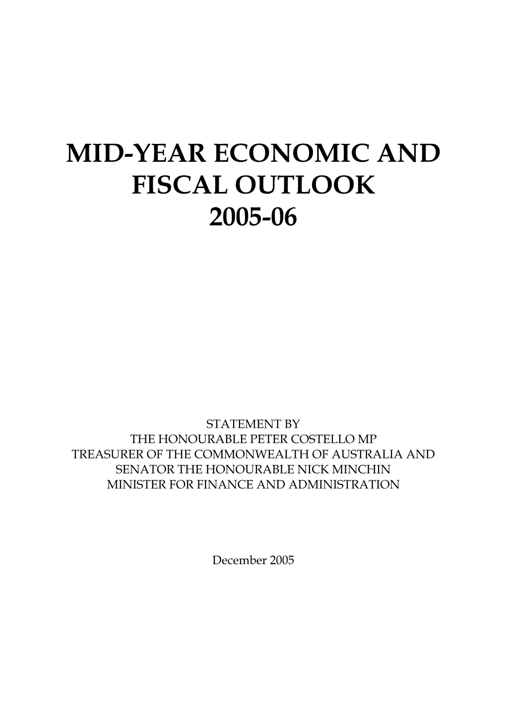Mid-Year Economic and Fiscal Outlook 2005-06