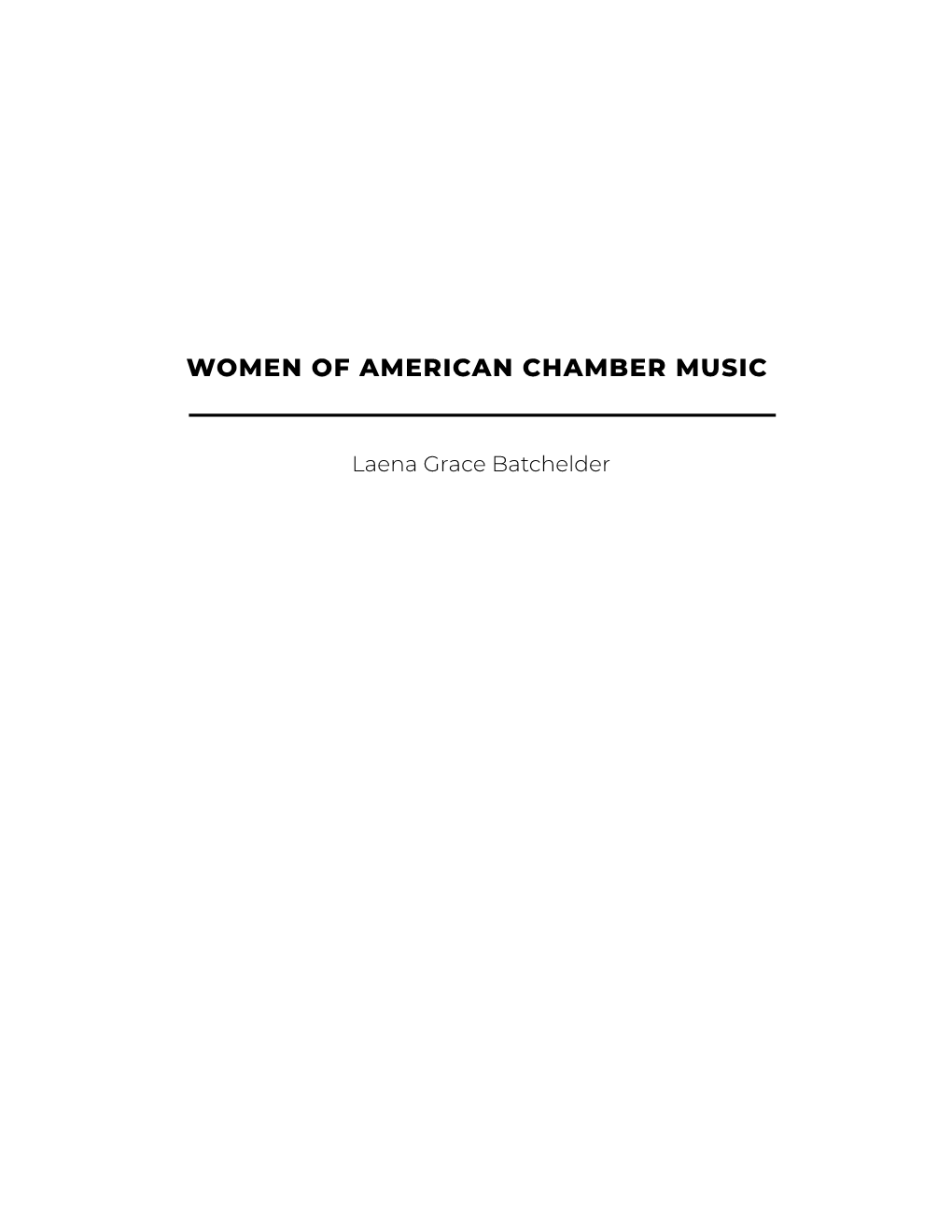 Women of American Chamber Music