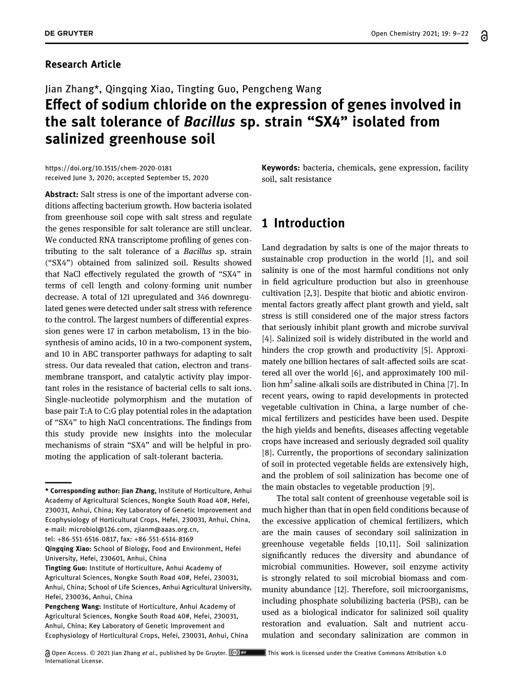 Effect of Sodium Chloride on the Expression of Genes Involved in the Salt Tolerance of Bacillus Sp. Strain