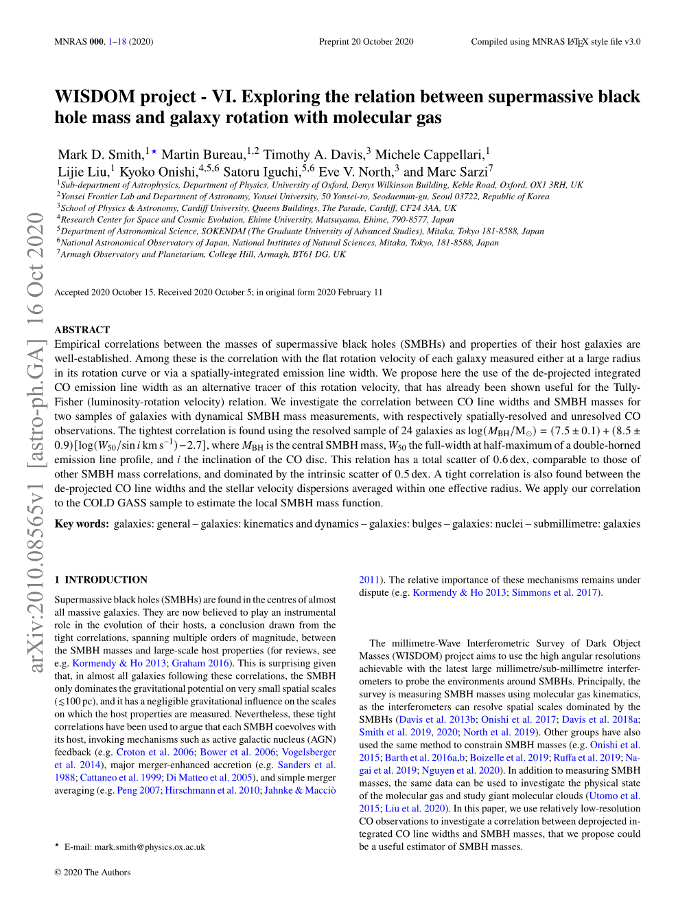 Arxiv:2010.08565V1 [Astro-Ph.GA] 16 Oct 2020