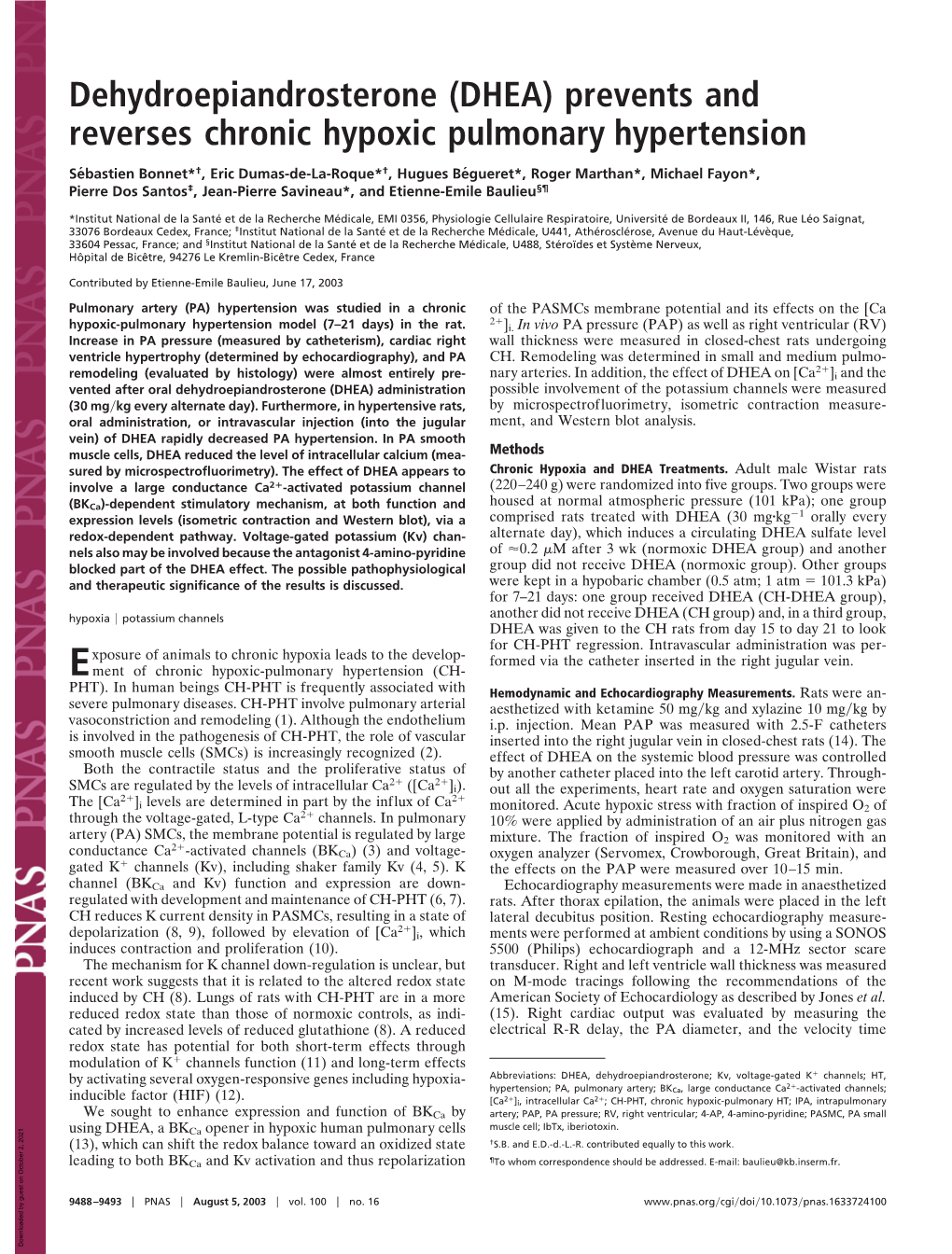 (DHEA) Prevents and Reverses Chronic Hypoxic Pulmonary Hypertension