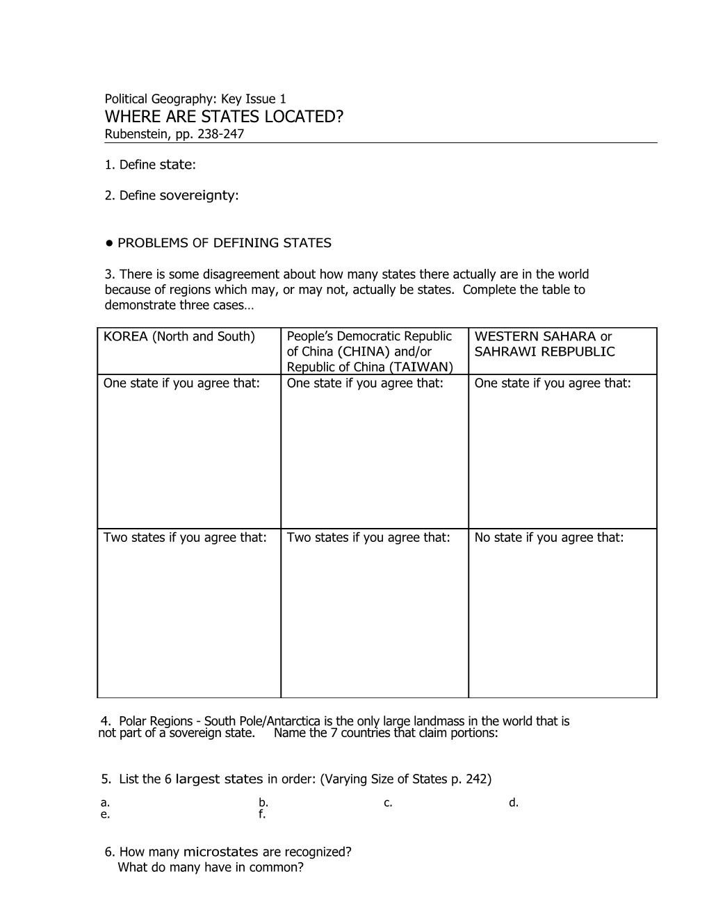 Political Geography: Key Issue 1