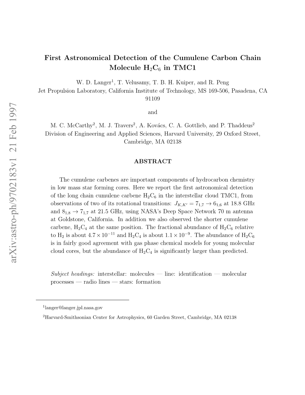 Arxiv:Astro-Ph/9702183V1 21 Feb 1997