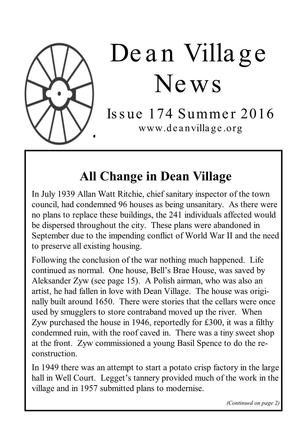 Dean Village News Issue 174 Summer 2016