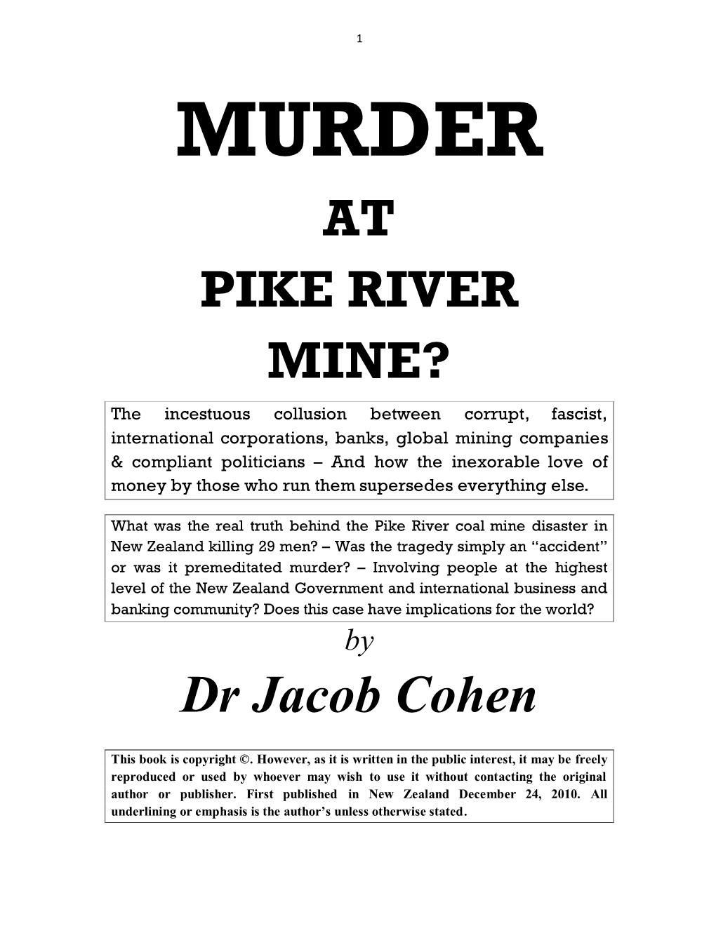 Murder at Pike River Mine?